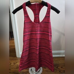 Lululemon - Red and Black Striped Racerback Tank Top, Size 6/8
